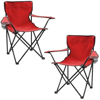 Spetebo Campingstoel met bekerhouder, 2 stuks, rood, opvouwbare campingstoel met draagtas, opvouwbare stoel voor festival, vrije tijd, tuin, vissen, belastbaar tot 100 Spetebo Campingstoel met bekerhouder, 2 stuks, rood, opvouwbare campingstoel met draagtas, opvouwbare stoel voor festival, vrije tijd, tuin, vissen, belastbaar tot 100