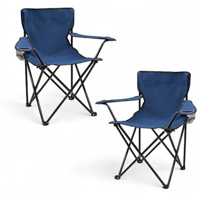 Spetebo Campingstoel met bekerhouder, 2 stuks, blauw, opvouwbare campingstoel met draagtas, voor festival, vrije tijd, tuin, vissen, belastbaar tot 100 kg Spetebo Campingstoel met bekerhouder, 2 stuks, blauw, opvouwbare campingstoel met draagtas, voor festival, vrije tijd, tuin, vissen, belastbaar tot 100 kg