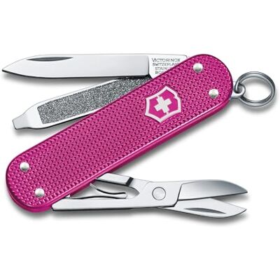 Victorinox Taschenmesser Classic SD Alox (5 functies, krullen, nagelfeile, schere), klein, paars, 0,6221.251G, flamingo party, 58 mm Victorinox Taschenmesser Classic SD Alox (5 functies, krullen, nagelfeile, schere), klein, paars, 0,6221.251G, flamingo party, 58 mm