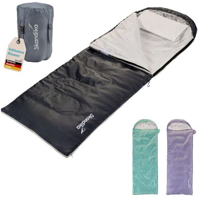 skandika Skye Rechthoekige slaapzak, slaapzak voor 3 seizoenen, met kussen, tweeling, 220 x 75 cm, binnenzak, wasbaar, outdoor slaapzakken skandika Skye Rechthoekige slaapzak, slaapzak voor 3 seizoenen, met kussen, tweeling, 220 x 75 cm, binnenzak, wasbaar, outdoor slaapzakken