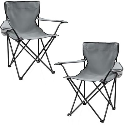 Spetebo Campingstoel met bekerhouder, 2 stuks, grijs, opvouwbare campingstoel met draagtas, opvouwbare stoel voor festival, vrije tijd, tuin, vissen, belastbaar tot 100 Spetebo Campingstoel met bekerhouder, 2 stuks, grijs, opvouwbare campingstoel met draagtas, opvouwbare stoel voor festival, vrije tijd, tuin, vissen, belastbaar tot 100