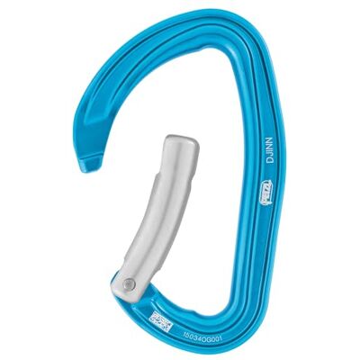 Petzl Robuuste karabijnhaak voor kliffen blauw, gebogen vinger Petzl Robuuste karabijnhaak voor kliffen blauw, gebogen vinger