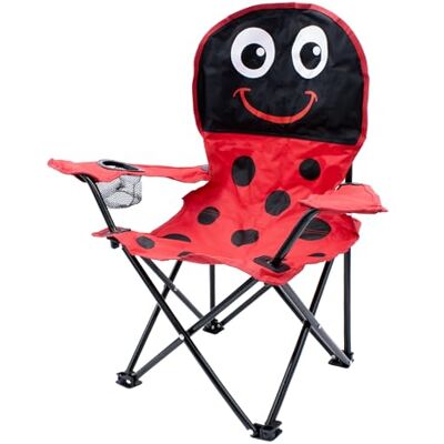 Spetebo Opvouwbare campingstoel voor kinderen met bekerhouder lieveheersbeestje motief Inclusief draagtas voor tuin en vissen Spetebo Opvouwbare campingstoel voor kinderen met bekerhouder lieveheersbeestje motief Inclusief draagtas voor tuin en vissen
