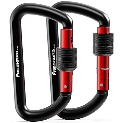 FresKaro Karabijnhaak, afsluitbaar, 7,6 cm, belastbaar gewicht 1224 kg, zware aluminium karabijnhaak voor hangmat, yogaschommel, camping, sleutelhanger, afsluitbare honden, zwart FresKaro Karabijnhaak, afsluitbaar, 7,6 cm, belastbaar gewicht 1224 kg, zware aluminium karabijnhaak voor hangmat, yogaschommel, camping, sleutelhanger, afsluitbare honden, zwart