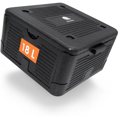 Spetebo Kleine zwarte opvouwbare koelbox om levensmiddelen warm en koel te houden, opvouwbaar, van piepschuim, met isolatiedeksel Spetebo Kleine zwarte opvouwbare koelbox om levensmiddelen warm en koel te houden, opvouwbaar, van piepschuim, met isolatiedeksel