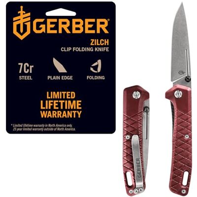 Gerber Zilch vouwmes, lemmetlengte: 7,9 cm, rubber/7Cr17MoV-staal, rood, 31-004069 Gerber Zilch vouwmes, lemmetlengte: 7,9 cm, rubber/7Cr17MoV-staal, rood, 31-004069