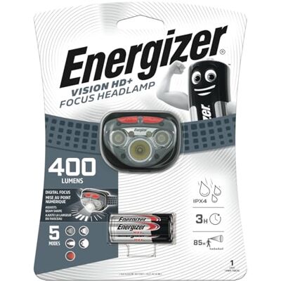 Energizer 7638900412802 Vision HD + Focus koplamp met 3 AAA-batterijen, 300 lumen, kleur grijs Energizer 7638900412802 Vision HD + Focus koplamp met 3 AAA-batterijen, 300 lumen, kleur grijs