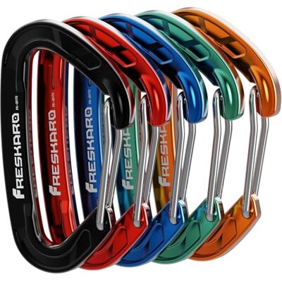 FresKaro 5 stuks robuuste karabijnhaken voor sleutelhangers, 8 kN, 816 kg, voor wandelen, kamperen, vissen, klimmen, mini-formaat. FresKaro 5 stuks robuuste karabijnhaken voor sleutelhangers, 8 kN, 816 kg, voor wandelen, kamperen, vissen, klimmen, mini-formaat.