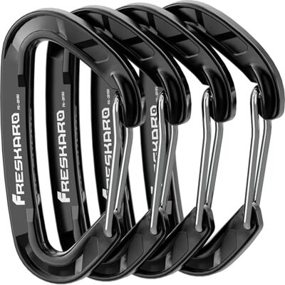 FresKaro Wiregate karabijnhaken, 4 stuks, 15 kN, robuuste karabijnhaken, EDC-accessoireclip, niet geschikt voor klimmen, groot, licht, voor wandelen, kamperen, vissen, outdoor, rugzak FresKaro Wiregate karabijnhaken, 4 stuks, 15 kN, robuuste karabijnhaken, EDC-accessoireclip, niet geschikt voor klimmen, groot, licht, voor wandelen, kamperen, vissen, outdoor, rugzak