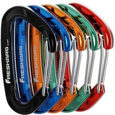 FresKaro Wiregate karabijnhaken, 4 stuks, 15 kN, robuuste karabijnhaken, EDC-accessoireclip, niet geschikt voor klimmen, groot, licht, voor wandelen, kamperen, vissen, outdoor, rugzak FresKaro Wiregate karabijnhaken, 4 stuks, 15 kN, robuuste karabijnhaken, EDC-accessoireclip, niet geschikt voor klimmen, groot, licht, voor wandelen, kamperen, vissen, outdoor, rugzak