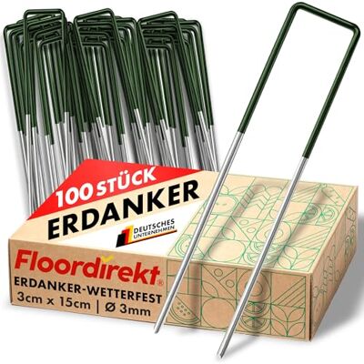 Floordirekt 100 stuks grondankers voor kunstgras, onkruiddoek, hek, tent, camping en tuin, van draad, 15 x 3 cm, stabiele grondankers Floordirekt 100 stuks grondankers voor kunstgras, onkruiddoek, hek, tent, camping en tuin, van draad, 15 x 3 cm, stabiele grondankers