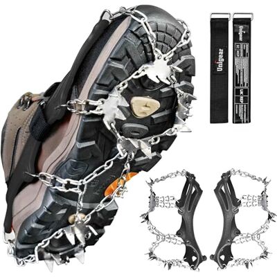 Unigear Sneeuwschoenen, 24 tanden, staal, voor ijs, wandelen Antislip op sneeuw en ijs, roestvrij staal, veilige grip, geschikt voor winterwandelingen, jagen en ijzige paden Unigear Sneeuwschoenen, 24 tanden, staal, voor ijs, wandelen Antislip op sneeuw en ijs, roestvrij staal, veilige grip, geschikt voor winterwandelingen, jagen en ijzige paden