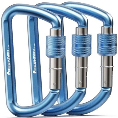 FresKaro Karabijnhaak, afsluitbaar, 7,6 cm, belastbaar gewicht 1224 kg, zware aluminium karabijnhaak voor hangmat, yogaschommel, camping, sleutelhanger, afsluitbare honden, zwart FresKaro Karabijnhaak, afsluitbaar, 7,6 cm, belastbaar gewicht 1224 kg, zware aluminium karabijnhaak voor hangmat, yogaschommel, camping, sleutelhanger, afsluitbare honden, zwart