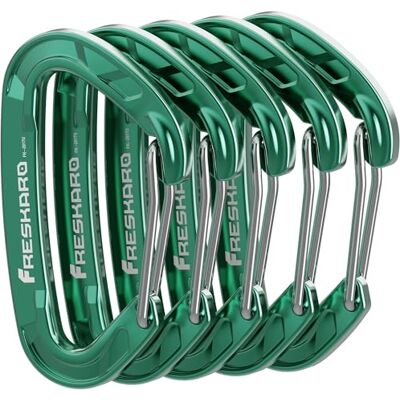 FresKaro 5 stuks robuuste karabijnhaken voor sleutelhangers, 8 kN, 816 kg, voor wandelen, kamperen, vissen, klimmen, mini-formaat. FresKaro 5 stuks robuuste karabijnhaken voor sleutelhangers, 8 kN, 816 kg, voor wandelen, kamperen, vissen, klimmen, mini-formaat.