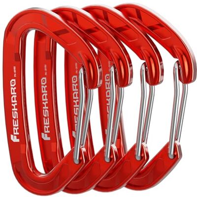 FresKaro Wiregate karabijnhaken, 4 stuks, 15 kN, robuuste karabijnhaken, EDC-accessoireclip, niet geschikt voor klimmen, groot, licht, voor wandelen, kamperen, vissen, outdoor, rugzak FresKaro Wiregate karabijnhaken, 4 stuks, 15 kN, robuuste karabijnhaken, EDC-accessoireclip, niet geschikt voor klimmen, groot, licht, voor wandelen, kamperen, vissen, outdoor, rugzak