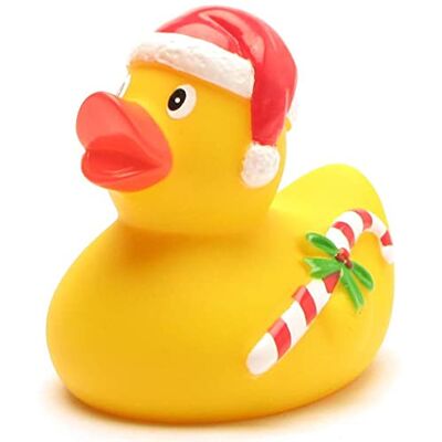 Duckshop Badeend Kerstman met suikerstok I L 9 cm Duckshop Badeend Kerstman met suikerstok I L 9 cm