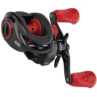 Abu Max X Low Profile Baitcast Vishaspel Rode en zwarte molen voor roofvissen, snoek, baars en snoekbaars Abu Max X Low Profile Baitcast Vishaspel Rode en zwarte molen voor roofvissen, snoek, baars en snoekbaars