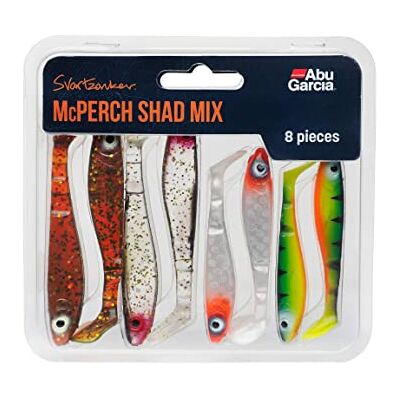 Abu Svartzonker McPerch Shad Mix Box met zacht kunstaas voor het vissen op roofvissen in zoet water, verschillende kleuren Abu Svartzonker McPerch Shad Mix Box met zacht kunstaas voor het vissen op roofvissen in zoet water, verschillende kleuren
