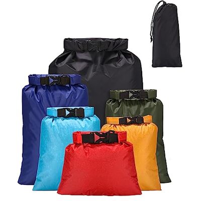 Jissta 6 stuks waterdichte tas, licht, 1,5/2,5/3/3,5/5/8 l, waterdichte droogtas, waterdicht, waterdicht, combo, dompelzak, voor fietsen, kajakken, vissen, wandelen, kamperen, gemengde kleur, 6 stuks Jissta 6 stuks waterdichte tas, licht, 1,5/2,5/3/3,5/5/8 l, waterdichte droogtas, waterdicht, waterdicht, combo, dompelzak, voor fietsen, kajakken, vissen, wandelen, kamperen, gemengde kleur, 6 stuks