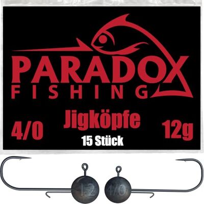 Paradox Fishing Set van 15 jigkoppen 12 g 4/0 Rubberen vis met jigkop Voor rubbervissen, baars, snoek, snoekbaars Paradox Fishing Set van 15 jigkoppen 12 g 4/0 Rubberen vis met jigkop Voor rubbervissen, baars, snoek, snoekbaars