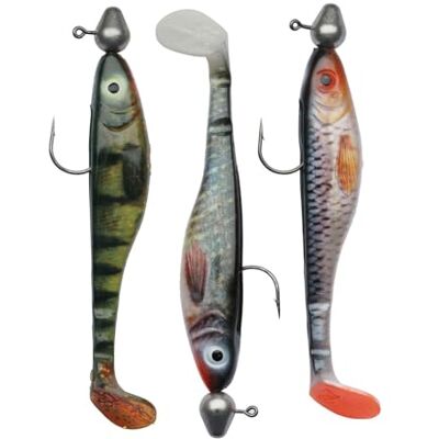Abu Svartzonker McPrey Prerigged rubberen vis met jigkop snoekbaars, baars, baars vissen Abu Svartzonker McPrey Prerigged rubberen vis met jigkop snoekbaars, baars, baars vissen