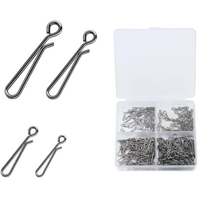Uqezagpa Lot de 200 connecteurs de pêche à dégagement rapide en acier inoxydable 4 tailles Clips antirouille pour tous les équipements de pêche à l'eau Connecteur rapide en acier inoxydable Uqezagpa Lot de 200 connecteurs de pêche à dégagement rapide en acier inoxydable 4 tailles Clips antirouille pour tous les équipements de pêche à l'eau Connecteur rapide en acier inoxydable