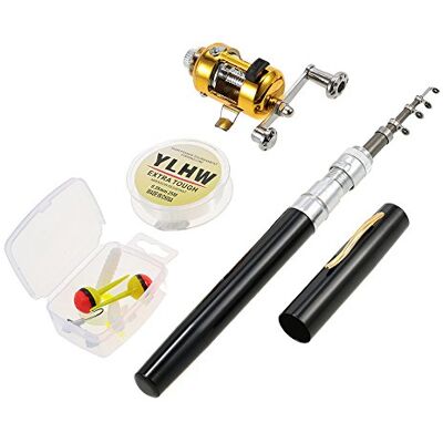 Lixada Reel Fishing Staaf Combo Set Mini Telescopische Pen Draagbare Zak Hengel Pole + Spoel van Aluminiumlegering Vislijn/Zacht/Kunstaas Jig Hooks Lixada Reel Fishing Staaf Combo Set Mini Telescopische Pen Draagbare Zak Hengel Pole + Spoel van Aluminiumlegering Vislijn/Zacht/Kunstaas Jig Hooks