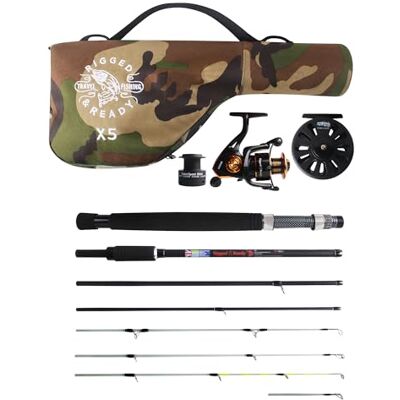 RIGGED & READY TRAVEL FISHING Rigged & Ready™ Het avontuurlijke reisvispak X5. 5 hengels in één. De verwisselbare reishengel met draad, vlieg, aas en haspel. Ontworpen in Groot-Brittannië. RIGGED & READY TRAVEL FISHING Rigged & Ready™ Het avontuurlijke reisvispak X5. 5 hengels in één. De verwisselbare reishengel met draad, vlieg, aas en haspel. Ontworpen in Groot-Brittannië.