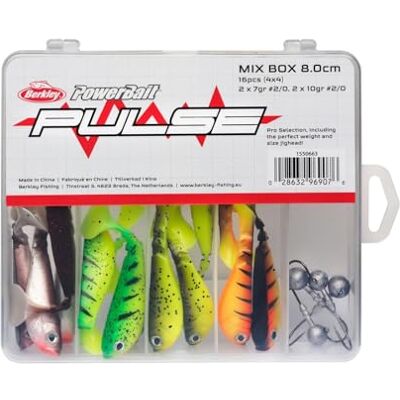 Berkley Pulse Shad Zacht rubberen visaas en jigkophaken Paddle Tail Soft Baits set met op gewicht afgestemde haken voor snoek, baars, snoekbaars Berkley Pulse Shad Zacht rubberen visaas en jigkophaken Paddle Tail Soft Baits set met op gewicht afgestemde haken voor snoek, baars, snoekbaars