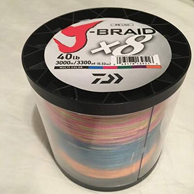 Daiwa J-Braid X8, 1500 m, meerkleurig, gevlochten vislijn Daiwa J-Braid X8, 1500 m, meerkleurig, gevlochten vislijn
