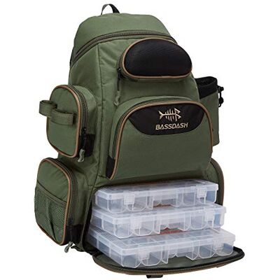 Bassdash Visrugzak met zachte hardware-box, waterdicht, hengelhouder, regenhoes Bassdash Visrugzak met zachte hardware-box, waterdicht, hengelhouder, regenhoes