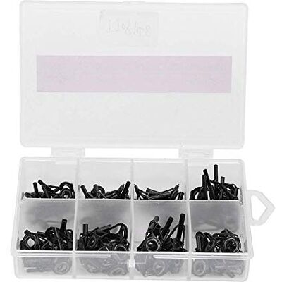 Alomejor 80 stuks 8 maten ringen visgids visgids hengel tip reparatieset roestvrijstalen ringen met etui voor zoet water vissen in zout water Alomejor 80 stuks 8 maten ringen visgids visgids hengel tip reparatieset roestvrijstalen ringen met etui voor zoet water vissen in zout water