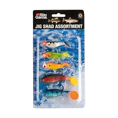 Abu Jig Shad Assortiment – Pre-Rigged Shad Jigs voor het vissen op baars en forel – eenvoudig te gebruiken zachte kunstaas kit, diverse gevarieerde Abu Jig Shad Assortiment – Pre-Rigged Shad Jigs voor het vissen op baars en forel – eenvoudig te gebruiken zachte kunstaas kit, diverse gevarieerde