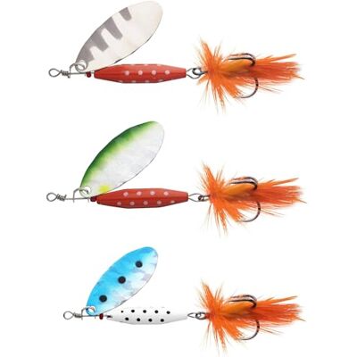 Abu Reflex Spinner Lot de 3 leurres de pêche aérodynamiques pour perche, pêche de mer, truite de mer, saumon Abu Reflex Spinner Lot de 3 leurres de pêche aérodynamiques pour perche, pêche de mer, truite de mer, saumon