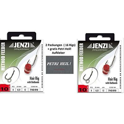 Jenzi Kit: 2 verpakkingen (16 rigs) Method Feeder Hair Rig van met rubberen band/Quick Stop, haakmaat 8, 10, 12 lengte 12 cm + Petri Heil! gratis (rubberen haak Jenzi Kit: 2 verpakkingen (16 rigs) Method Feeder Hair Rig van met rubberen band/Quick Stop, haakmaat 8, 10, 12 lengte 12 cm + Petri Heil! gratis (rubberen haak