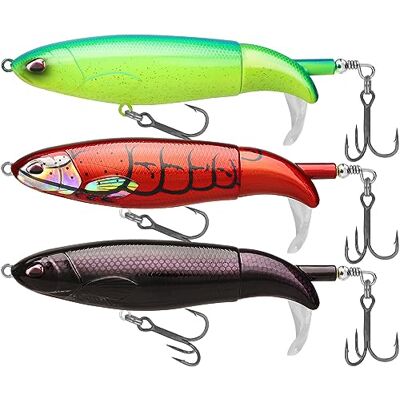 TRUSCEND Top Water Visaas met BKK-haken, Whopper Fishing voor zoet of zout water, oppervlakte lokaas voor zeebaarsvissen, drijvend lokaas voor Catfish, Viscadeaus voor mannen TRUSCEND Top Water Visaas met BKK-haken, Whopper Fishing voor zoet of zout water, oppervlakte lokaas voor zeebaarsvissen, drijvend lokaas voor Catfish, Viscadeaus voor mannen