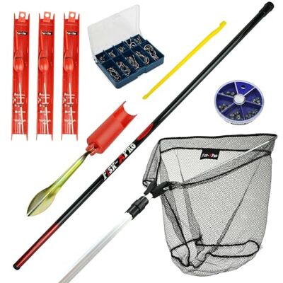 FISH-XPRO FishXpro Ready To Go Hengelset, telescopische hengel, visstandaard, schepnet, vlotter en accessoires FISH-XPRO FishXpro Ready To Go Hengelset, telescopische hengel, visstandaard, schepnet, vlotter en accessoires