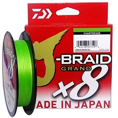 Daiwa J-Braid Grand x8E, 270m, Chartreuse, gevlochten vislijn Daiwa J-Braid Grand x8E, 270m, Chartreuse, gevlochten vislijn