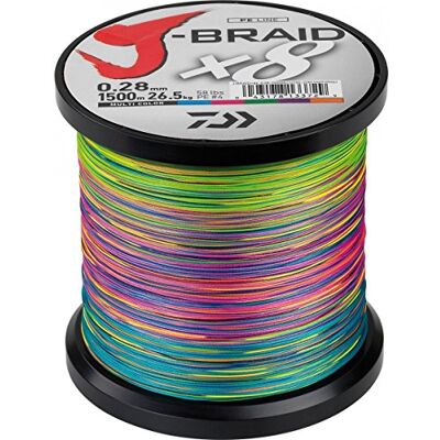 Daiwa J-Braid X8, 1500 m, meerkleurig, gevlochten vislijn Daiwa J-Braid X8, 1500 m, meerkleurig, gevlochten vislijn