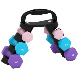 SPORTNOW Zeshoekige halterset, 2 x 1 kg, 2 x 2 kg, 2 x 3 kg, met converteerbare halterhouder, voor thuistraining, kettlebell, gewichtheffen SPORTNOW Zeshoekige halterset, 2 x 1 kg, 2 x 2 kg, 2 x 3 kg, met converteerbare halterhouder, voor thuistraining, kettlebell, gewichtheffen
