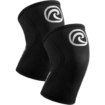 Rehband Kniebandage voor crossfit en zware training, neopreen kniebandage 5 mm in verschillende kleuren en maten, uniseks, kleur: zilver/zwart, 1 paar, maat: L Rehband Kniebandage voor crossfit en zware training, neopreen kniebandage 5 mm in verschillende kleuren en maten, uniseks, kleur: zilver/zwart, 1 paar, maat: L