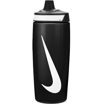 Nike Refuel Bottle Grip Drinkfles, 532 ml, sportfles, training, fitness, antislip handgreep, zwart/zwart/wit Nike Refuel Bottle Grip Drinkfles, 532 ml, sportfles, training, fitness, antislip handgreep, zwart/zwart/wit