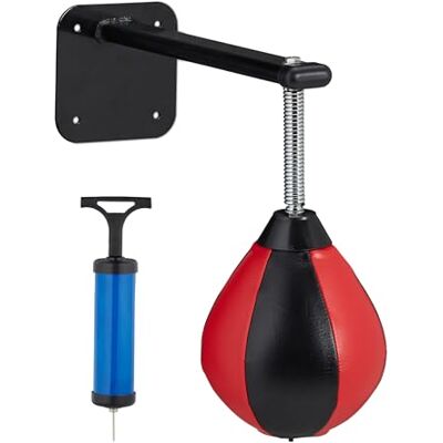 Relaxdays Punching Ball voor kinderen en volwassenen, anti-stress training, speedbal, met pomp, zwart/rood, 1 stuk Relaxdays Punching Ball voor kinderen en volwassenen, anti-stress training, speedbal, met pomp, zwart/rood, 1 stuk