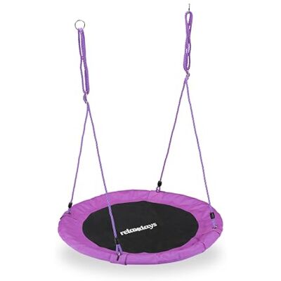 Relaxdays Nestschommel voor volwassenen, uniseks, outdoor schommel voor kinderen en volwassenen, diameter 110 cm, tot 100 kg, rond, bordenschommel, lila, h x d: ca. 5 x 110 cm. Relaxdays Nestschommel voor volwassenen, uniseks, outdoor schommel voor kinderen en volwassenen, diameter 110 cm, tot 100 kg, rond, bordenschommel, lila, h x d: ca. 5 x 110 cm.