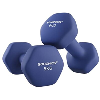 SONGMICS Set van 2 zeshoekige halters met neopreen coating voor krachttraining, training, fitness, thuis SONGMICS Set van 2 zeshoekige halters met neopreen coating voor krachttraining, training, fitness, thuis