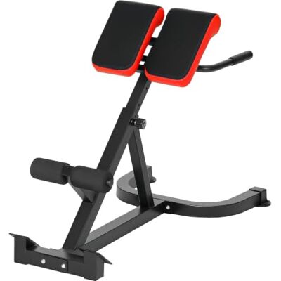 SPORTNOW Halterbank, verstelbaar, 5 niveaus, Romeinse stoel, zwart/rood Dichte schuimrubberen rollen, romp, buik, rug, billen, training SPORTNOW Halterbank, verstelbaar, 5 niveaus, Romeinse stoel, zwart/rood Dichte schuimrubberen rollen, romp, buik, rug, billen, training