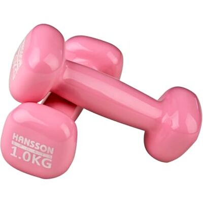 Hansson.Sports Hansson Sports® Set van 2 vinyl halters, 0,5 tot 5,0 kg, verschillende gewichten en kleuren naar keuze (2 x 1,0 kg, roze) Hansson.Sports Hansson Sports® Set van 2 vinyl halters, 0,5 tot 5,0 kg, verschillende gewichten en kleuren naar keuze (2 x 1,0 kg, roze)
