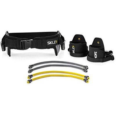 SKLZ Verticale Jump Trainer met verstelbare riem, duurzame beenweerstandsbanden, krachttraining, zwart/geel SKLZ Verticale Jump Trainer met verstelbare riem, duurzame beenweerstandsbanden, krachttraining, zwart/geel