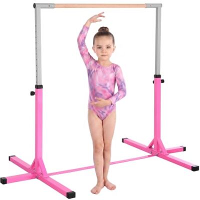 HOMCOM Vaste gymnastiekstang voor kinderen, gymnastiekstang, in hoogte verstelbaar, 13 niveaus, 92 tot 150 cm, staal, massief beukenhout HOMCOM Vaste gymnastiekstang voor kinderen, gymnastiekstang, in hoogte verstelbaar, 13 niveaus, 92 tot 150 cm, staal, massief beukenhout