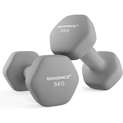 SONGMICS Set van 2 zeshoekige halters met neopreen coating voor krachttraining, training, fitness, thuis SONGMICS Set van 2 zeshoekige halters met neopreen coating voor krachttraining, training, fitness, thuis